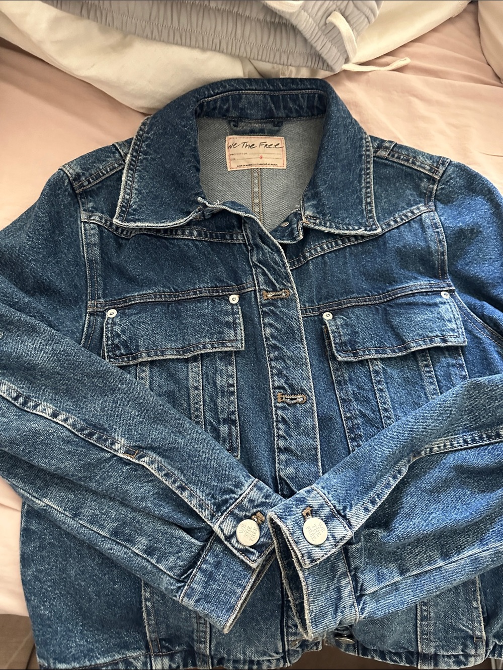 Free people Denim Utility Jacket in Mid Blue